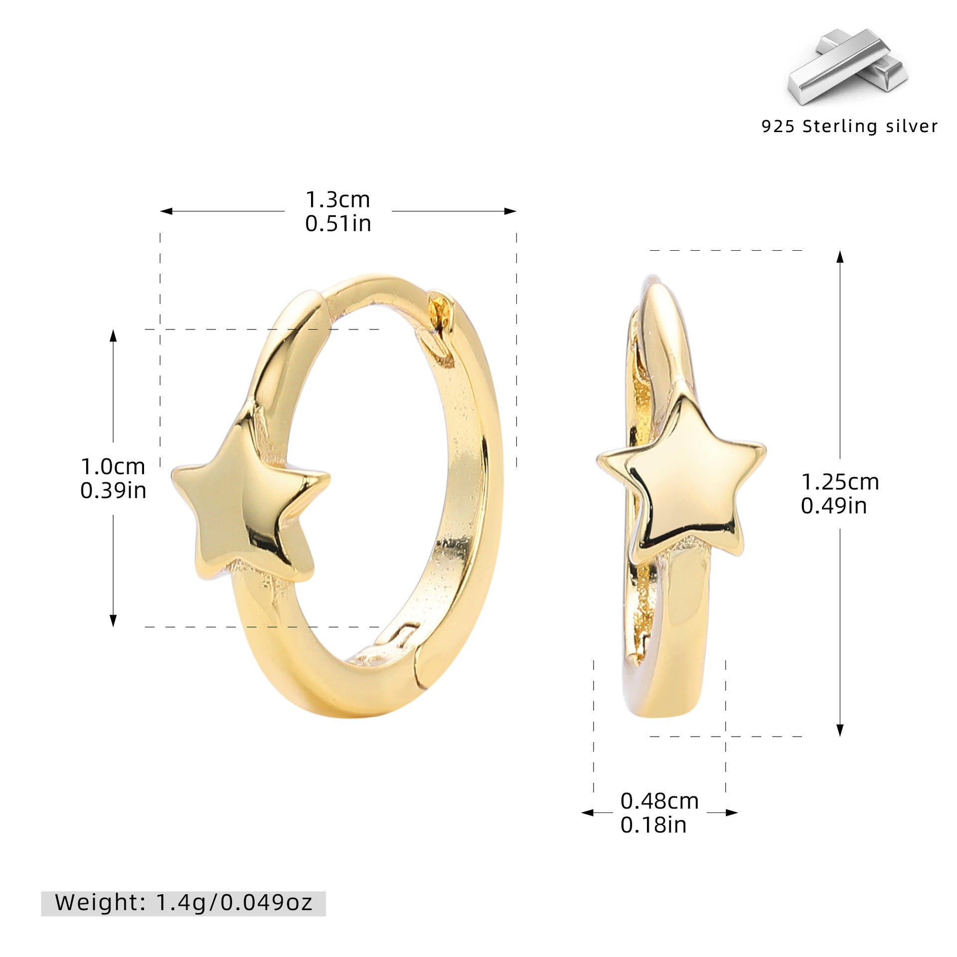 Damen Ohrhänger mit funkelndem Sternanhänger aus 925 Sterling Silber Shop Nory