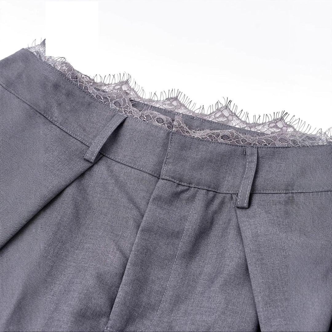 Damen Stylische High-Waist-Hose mit dekorativem Bund Shop Nory