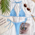 Damen Triangel-Bikini mit verstellbaren BindR&Bändern und Rippstrick