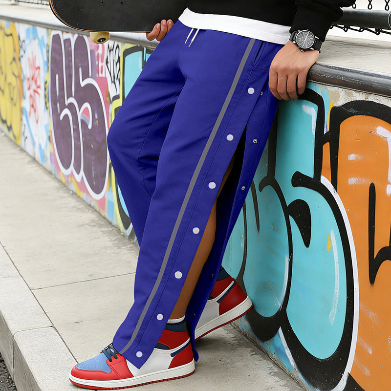 Herren Sportliche Snap-Trackhose mit seitlichen Druckknopfleisten und Tunnelzug Shop Nory