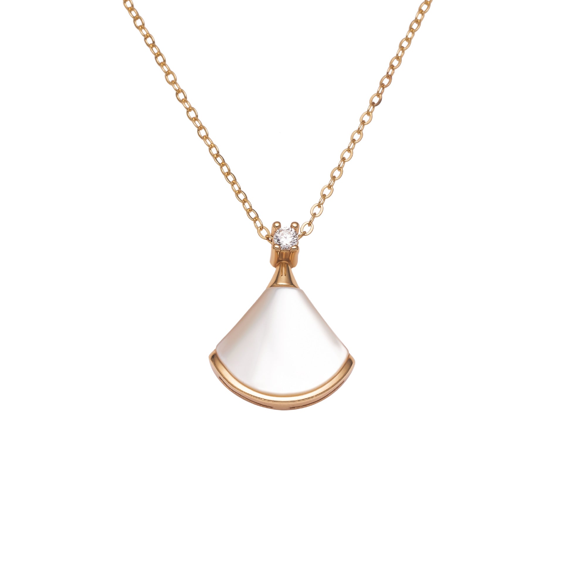 Damen Halskette mit eleganter Muschelform und funkelnden Kristallen Shop Nory