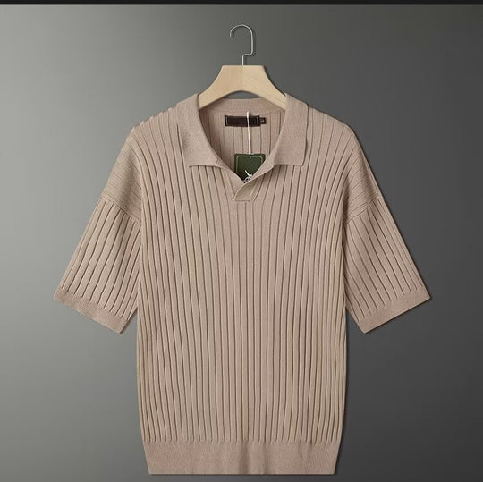Herren Modisches Kurzarm-Strick Polohemd Shop Nory