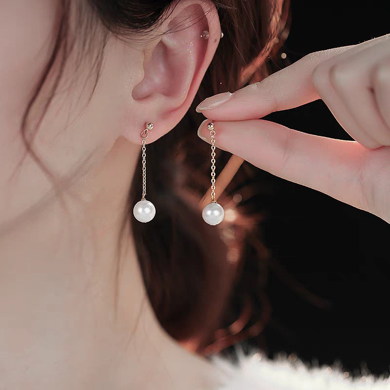 Damen zarte Kettenohrringe mit Perlen Shop Nory