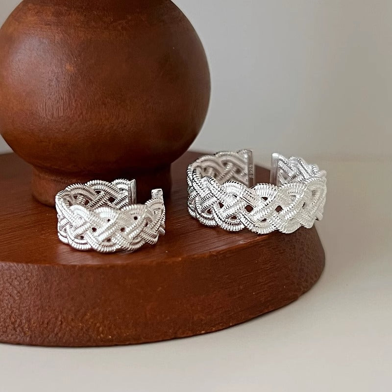 Damen Offener Ring mit filigranem Flechtmuster Shop Nory