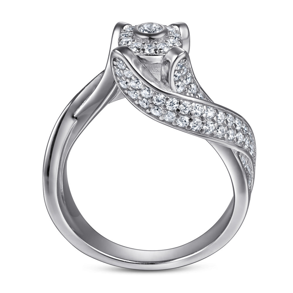 Damen Ring mit floraler Struktur und funkelnder Zirkonia Shop Nory