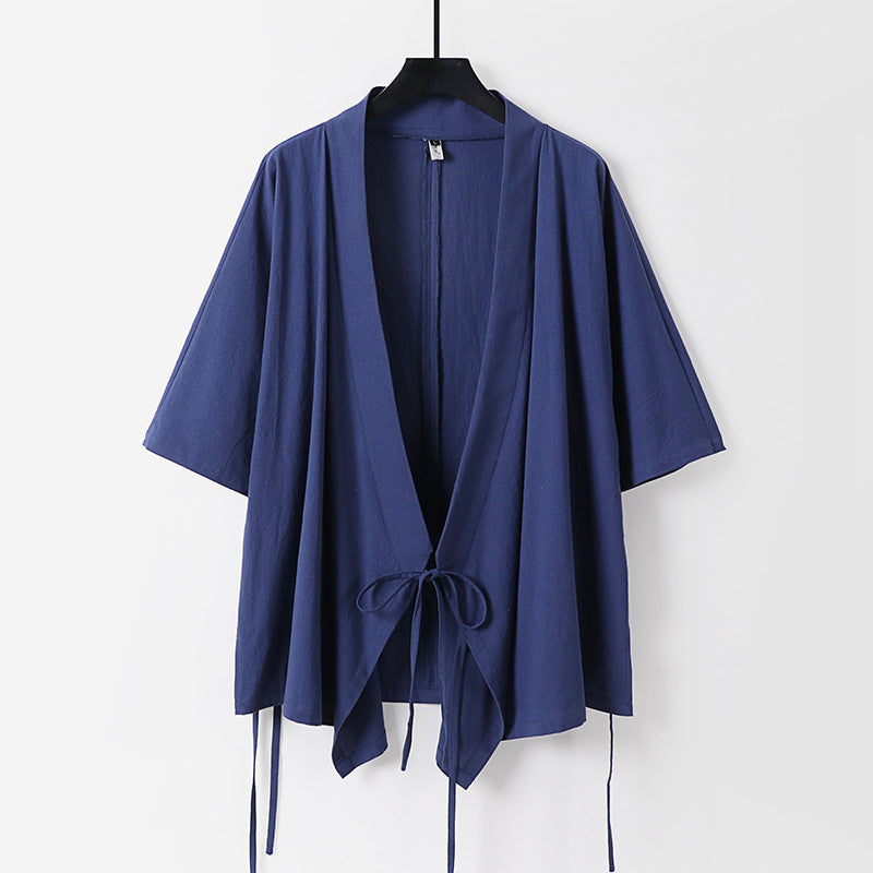 Damen locker fallende Kimono-Jacke mit Bindegürtel Shop Nory