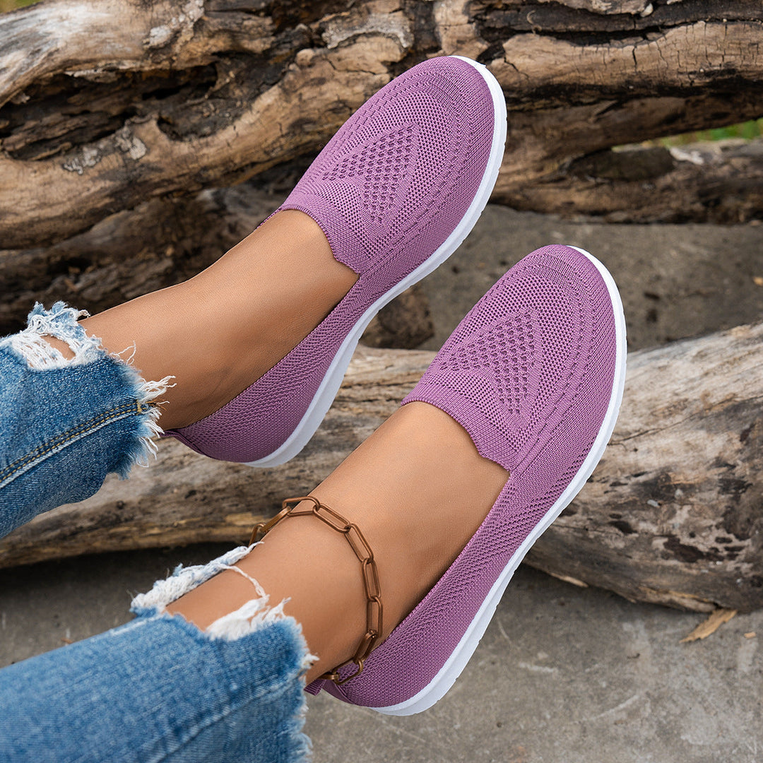Damen Atmungsaktive Slip-On Freizeitschuhe mit komfortablem Absatz