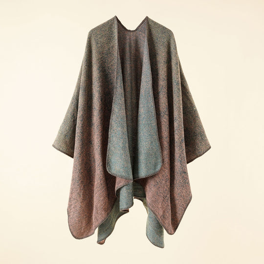 Damen Strickponcho im Paisley-Jacquard mit offener Vorderseite Shop Nory