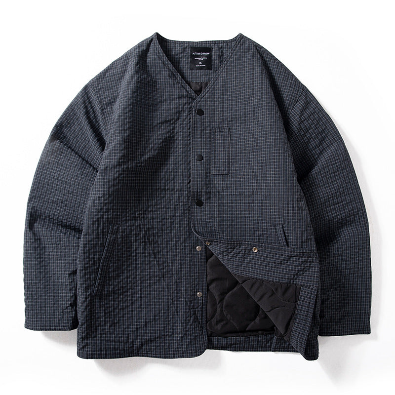 Herren Steppjacke ohne Kragen mit Druckknopfverschluss und seitlichen Eingrifftaschen Shop Nory