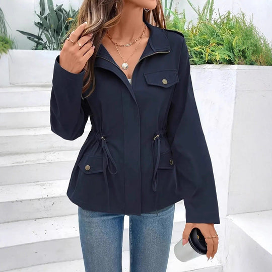 Damen Übergangsjacke mit verstellbarem Taillenzug und praktischen Taschen