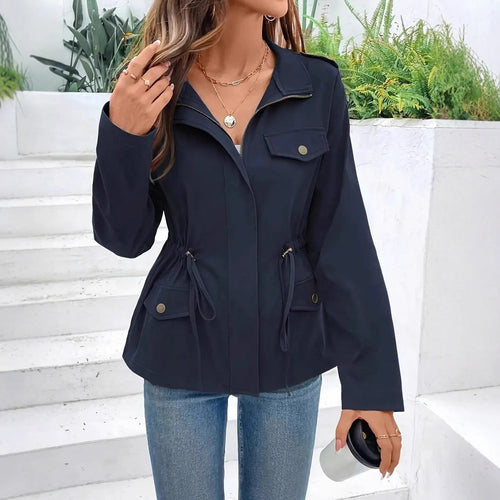 Damen Übergangsjacke mit verstellbarem Taillenzug und praktischen Taschen