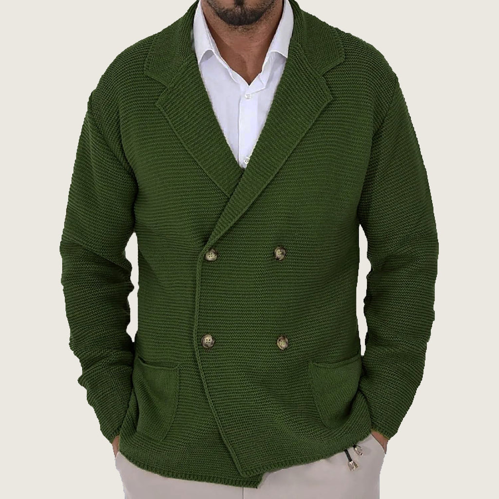Herren Strickjacke mit doppelter Knopfleiste und modernen Taschen