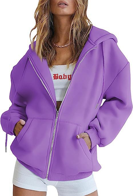 Damen nan übergroße Kapuzenjacke mit durchgehendem Reißverschluss und Kängurutaschen Shop Nory