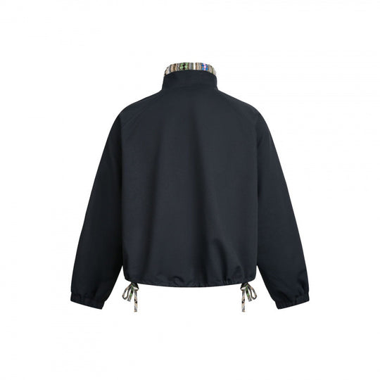 Damen Kurztaillierte Bomberjacke mit Stehkragen und gemustertem Innenfutter Shop Nory