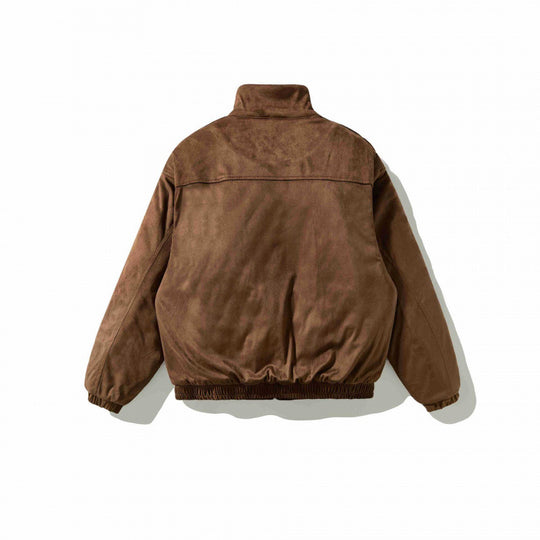 Herren Veloursleder-Optik Bomberjacke mit hohem Stehkragen und Teddyfutter Shop Nory
