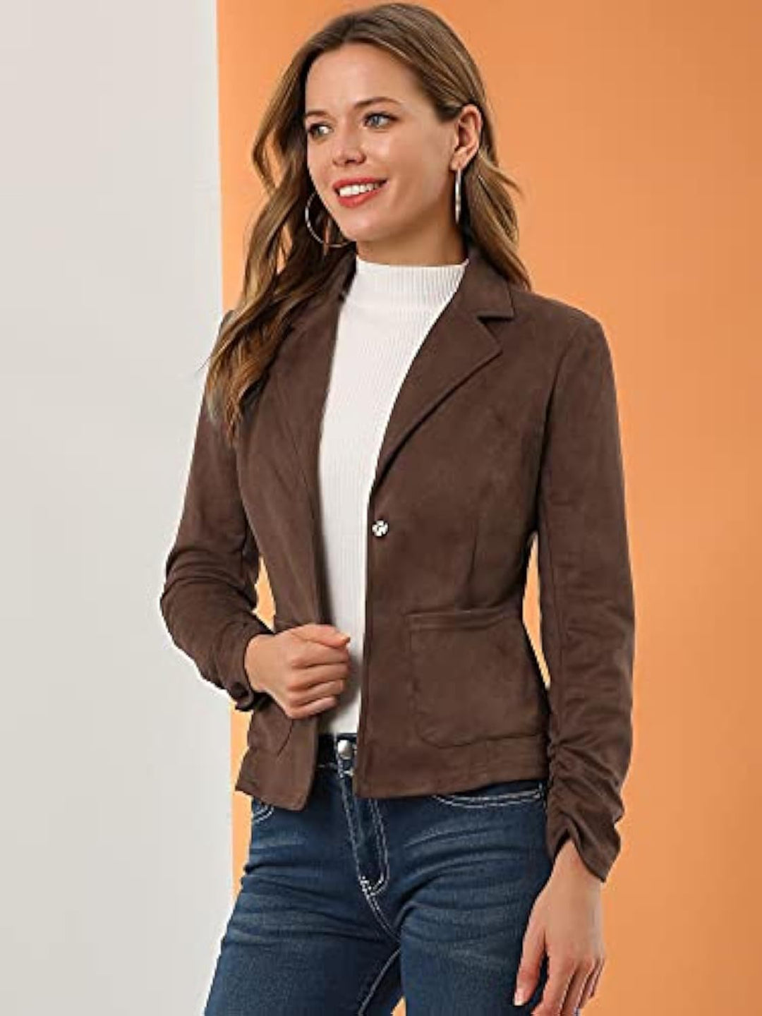 Damen Eleganter Velours-Blazer mit schmaler Passform Shop Nory