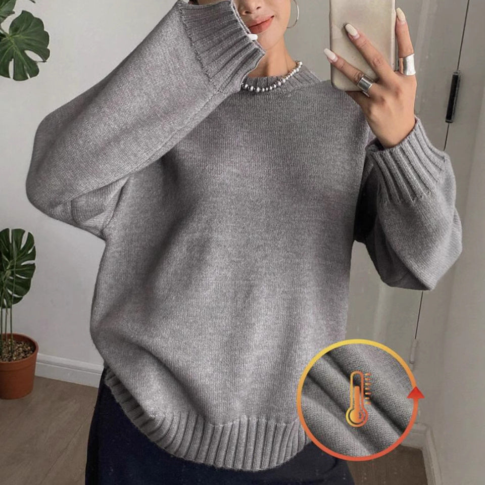 Damen Kaschmir-Optik Oversize-Pullover mit Rundhalsausschnitt und verlängerten Rippbündchen Shop Nory