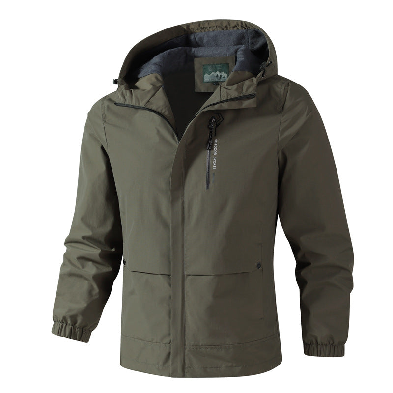 Herren Wasserdichte Softshell-Regenjacke mit Kapuze, Brust-Reißverschluss und Fleece-Innenkragen Shop Nory