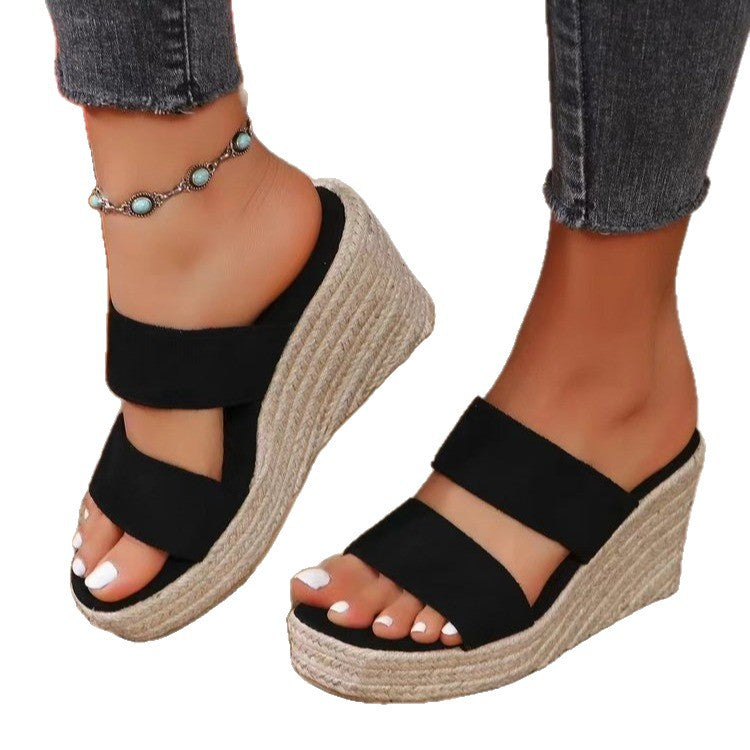 Damen Wedge-Pantoletten mit komfortablem Fußbett und trendigen Riemen