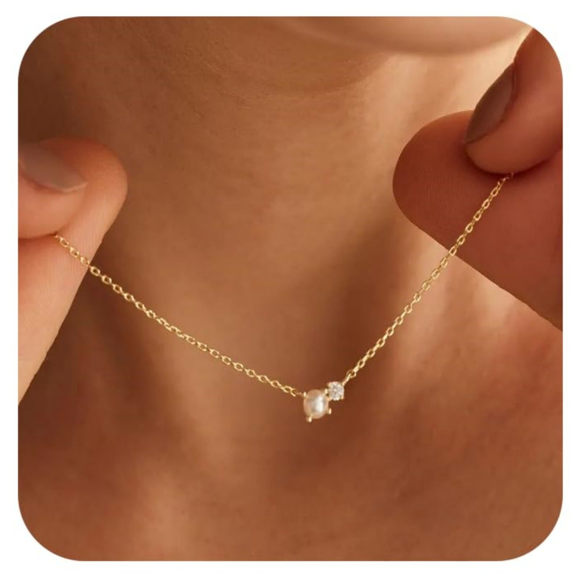 Damen Halskette mit charmanten Perlen- und Kristallelementen Shop Nory