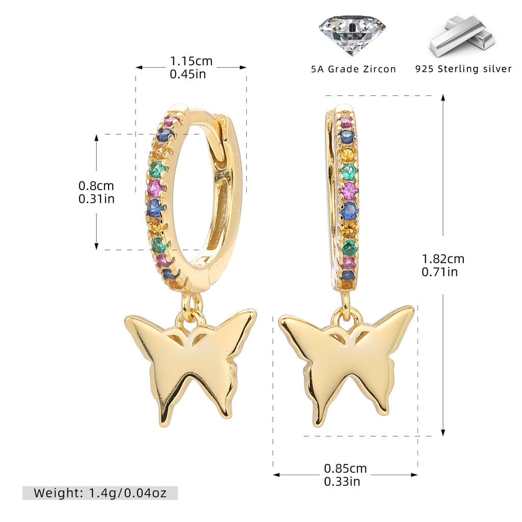 Damen Ohrhänger mit farbenfrohem Schmetterlingsanhänger aus hochwertigem 925 Sterling Silber Shop Nory