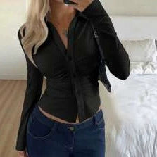 Damen Figurnahes Hemdshirt mit Raffung und taillierter Silhouette Shop Nory