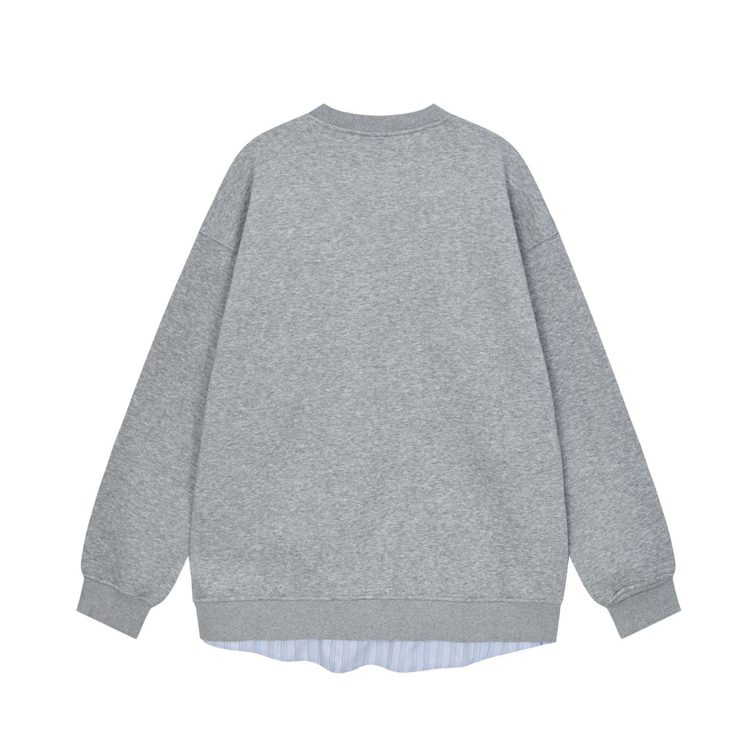 Damen Lässiges Oversize-Sweatshirt mit eingearbeitetem Hemd-Detail und Front-Öffnung Shop Nory