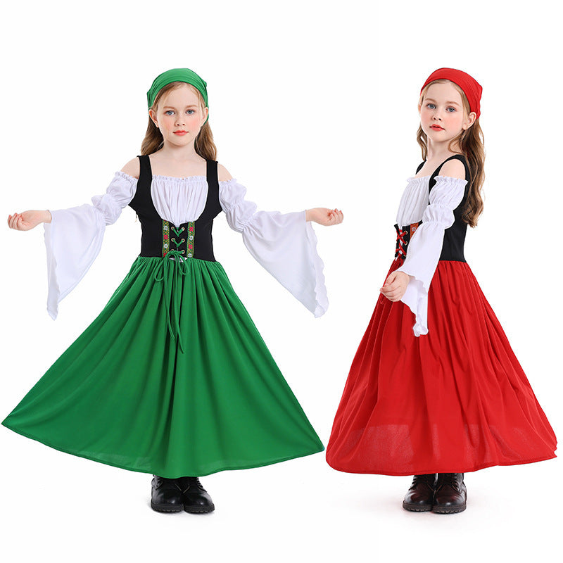 Damen nan mittelalterliches Mädchenkostüm mit Schnürmieder und Kopftuch Shop Nory