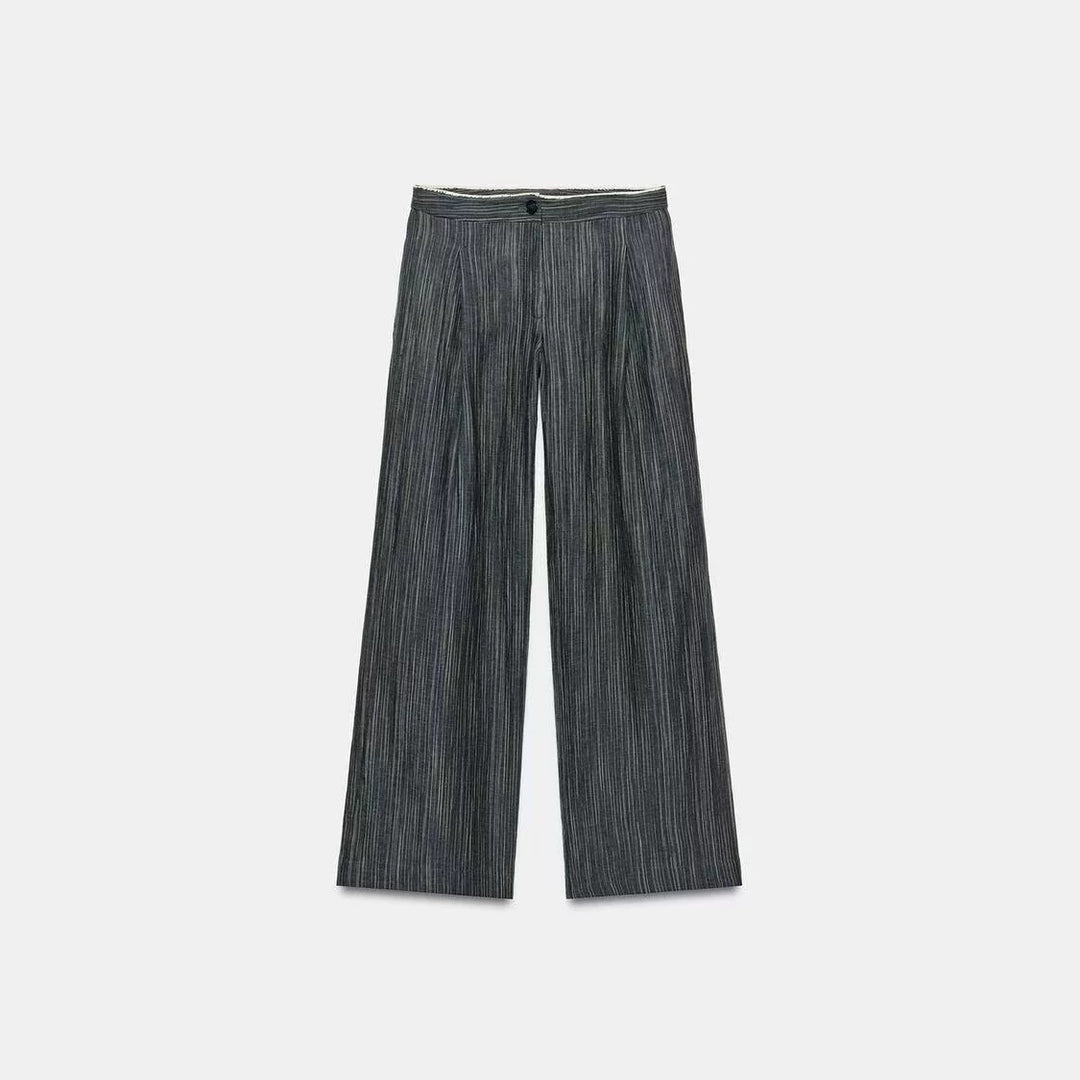Damen Weit geschnittene Marlenehose mit Bügelfalte und feinem Nadelstreifen Shop Nory