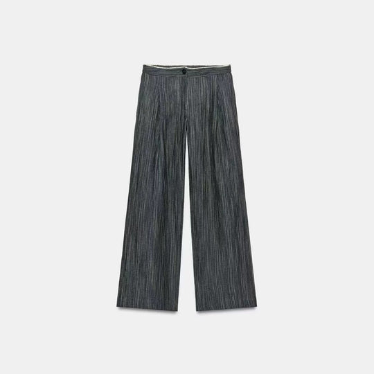 Damen Weit geschnittene Marlenehose mit Bügelfalte und feinem Nadelstreifen Shop Nory