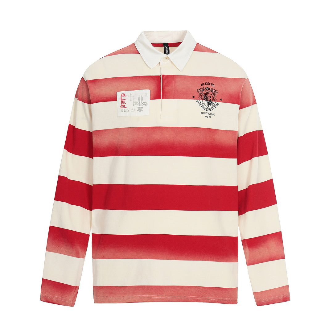 Herren Oversize Rugbyshirt mit Polokragen und breitem Streifenmuster Shop Nory