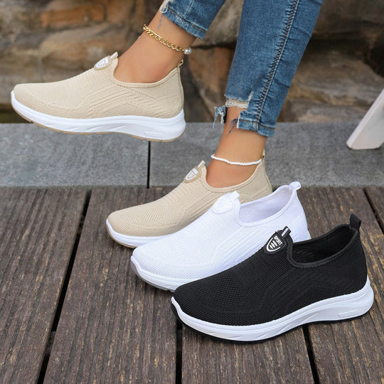 Damen Bequeme Slip-On Sneakers mit atmungsaktivem Obermaterial und gepolsterter Sohle