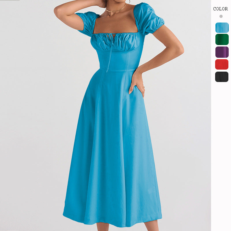 Damen Midi-Kleid mit gerafftem Oberkörper und ausgestelltem Rock