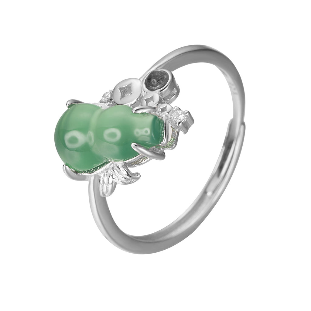 Damen Ring mit kreativem Design aus grünem Halbedelstein und Zirkonia Shop Nory
