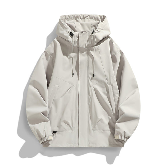 Herren Leichte Wind- und Wasserabweisende Kapuzenjacke im Urban-Utility-Stil mit verdeckter Reißverschlussleiste Shop Nory