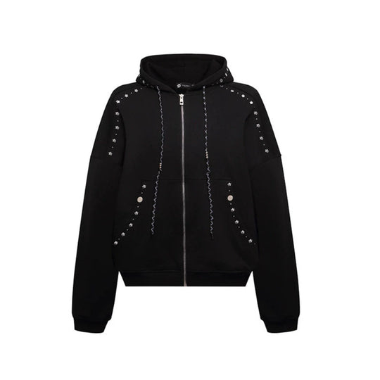 Damen Kapuzen-Zipjacke mit Nietenbesatz und Oversize-Schnitt Shop Nory