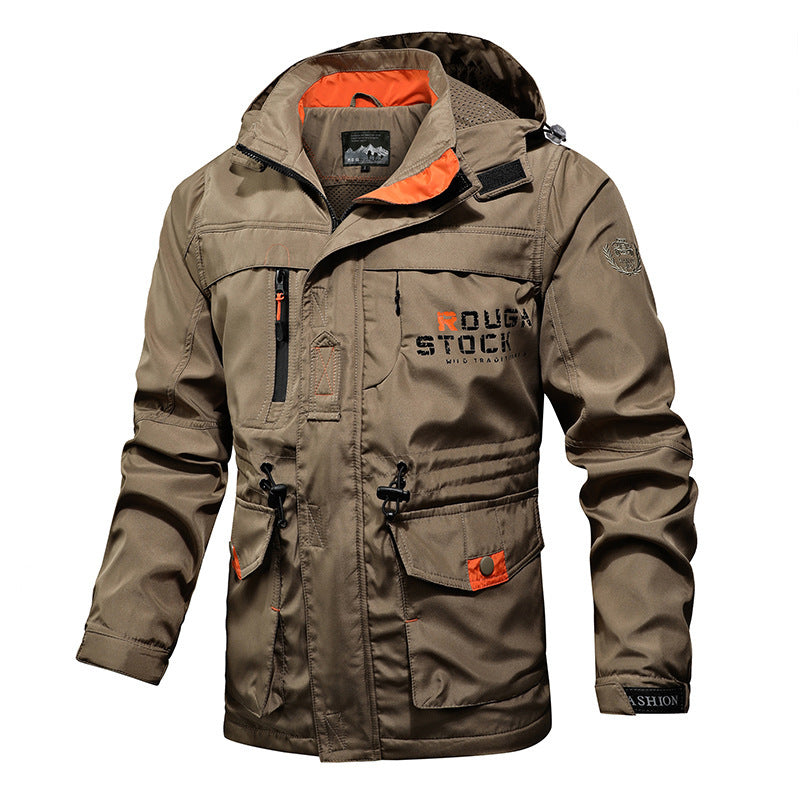 Herren Utility-Parka mit Kapuze, multifunktionalen Taschen und Taillen-Kordelzug Shop Nory