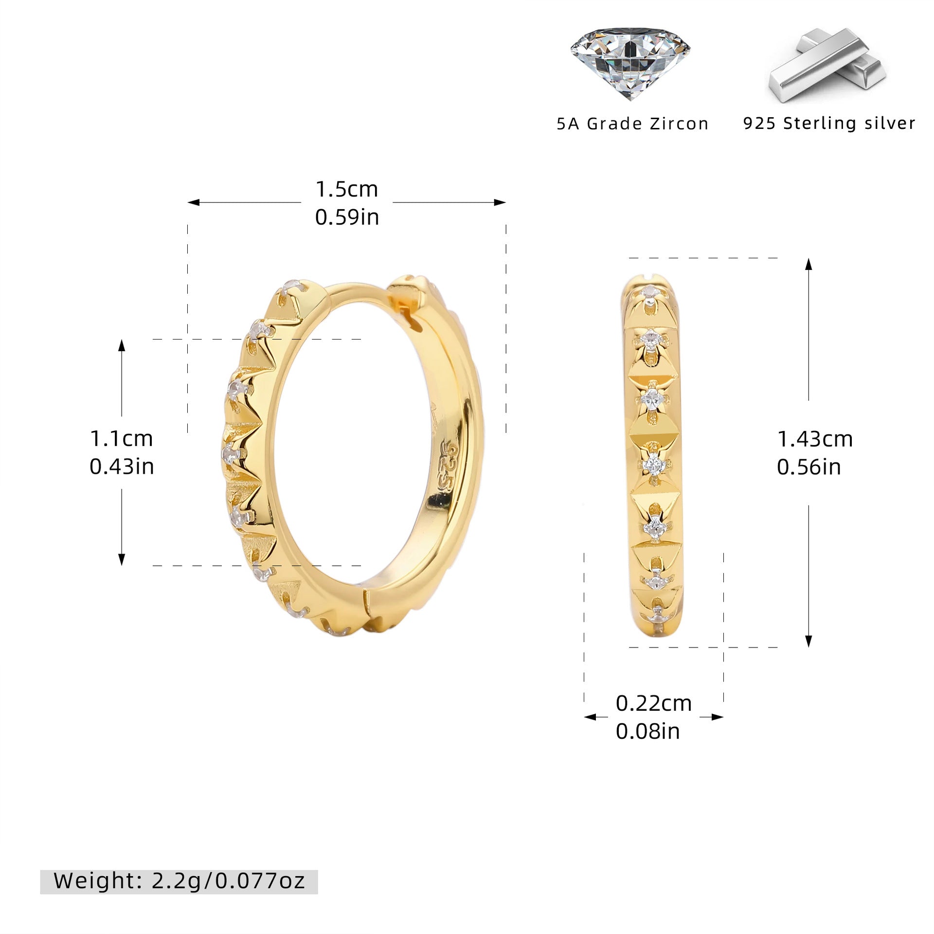 Damen Ohrhänger mit eleganten Zirkon-Details aus hochwertigem 925 Sterlingsilber Shop Nory