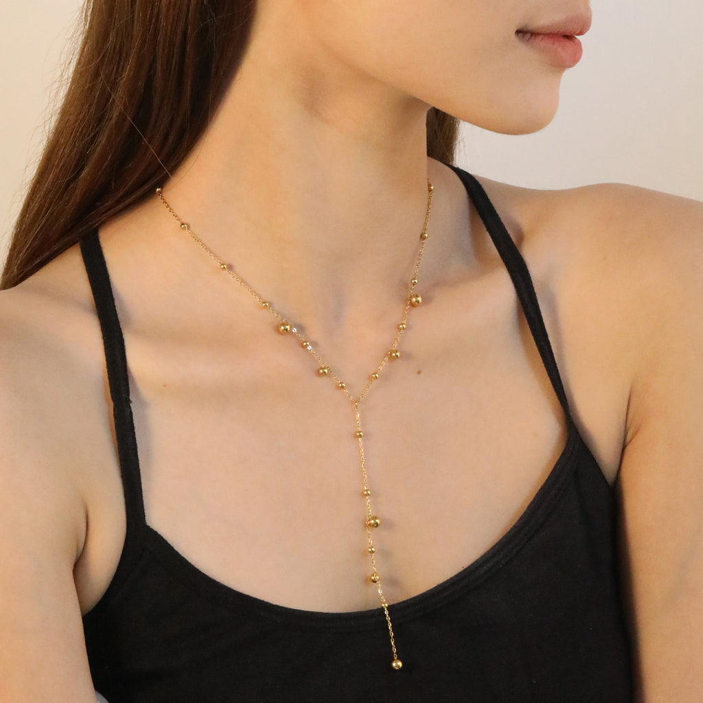 Damen Y-förmige Halskette mit filigranen Anhängern und verstellbarem Design Shop Nory