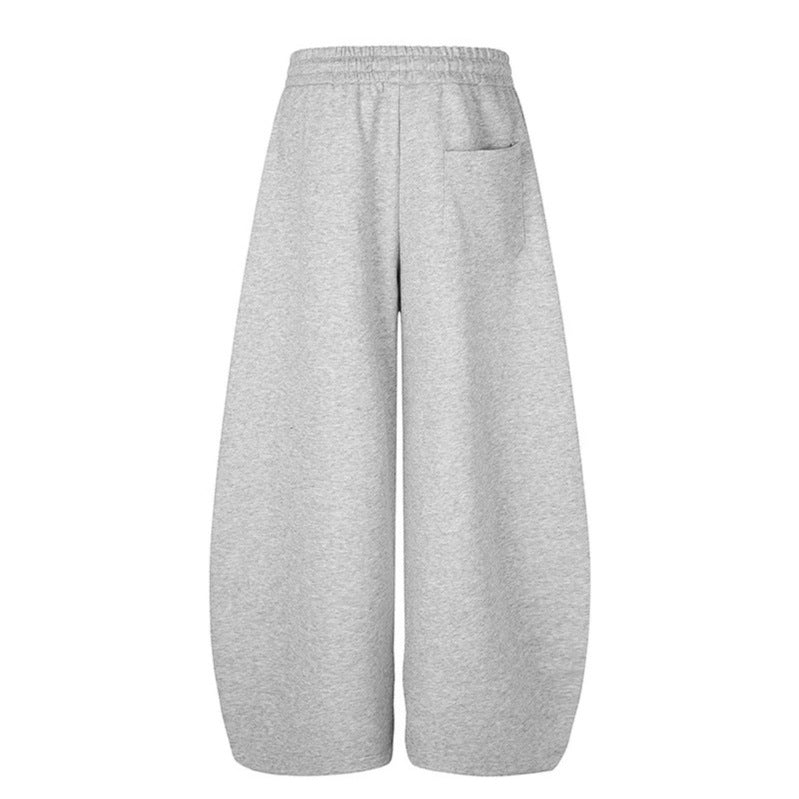 Damen Weite Midilounge‑Sweathose im Palazzo‑Cut mit Tunnelzug, Zip‑Saum und Statement‑Print Shop Nory
