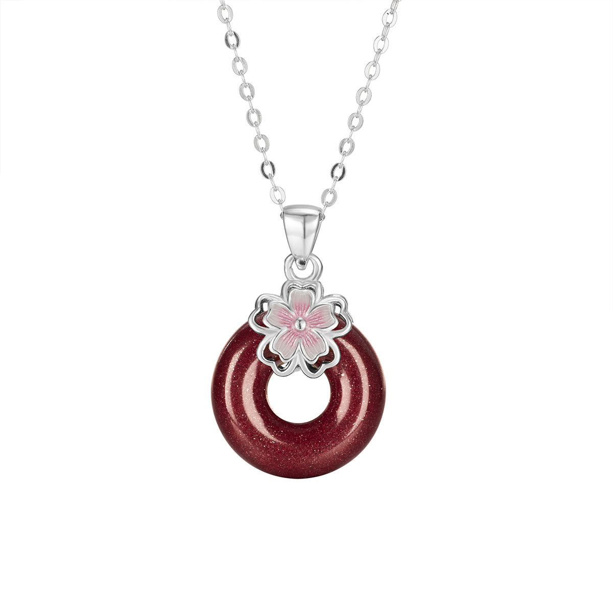 Damen Halskette aus edlem Gold mit blütenförmigem Anhänger und goldener Eye-Catcher Shop Nory
