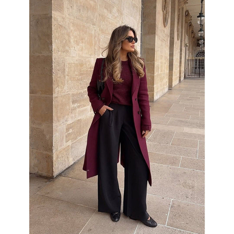 Damen Wool Blend Longcoat Shopnory