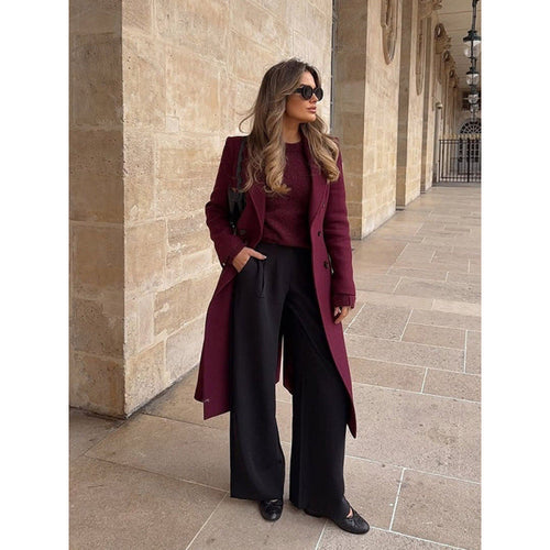 Damen Wool Blend Longcoat Shopnory
