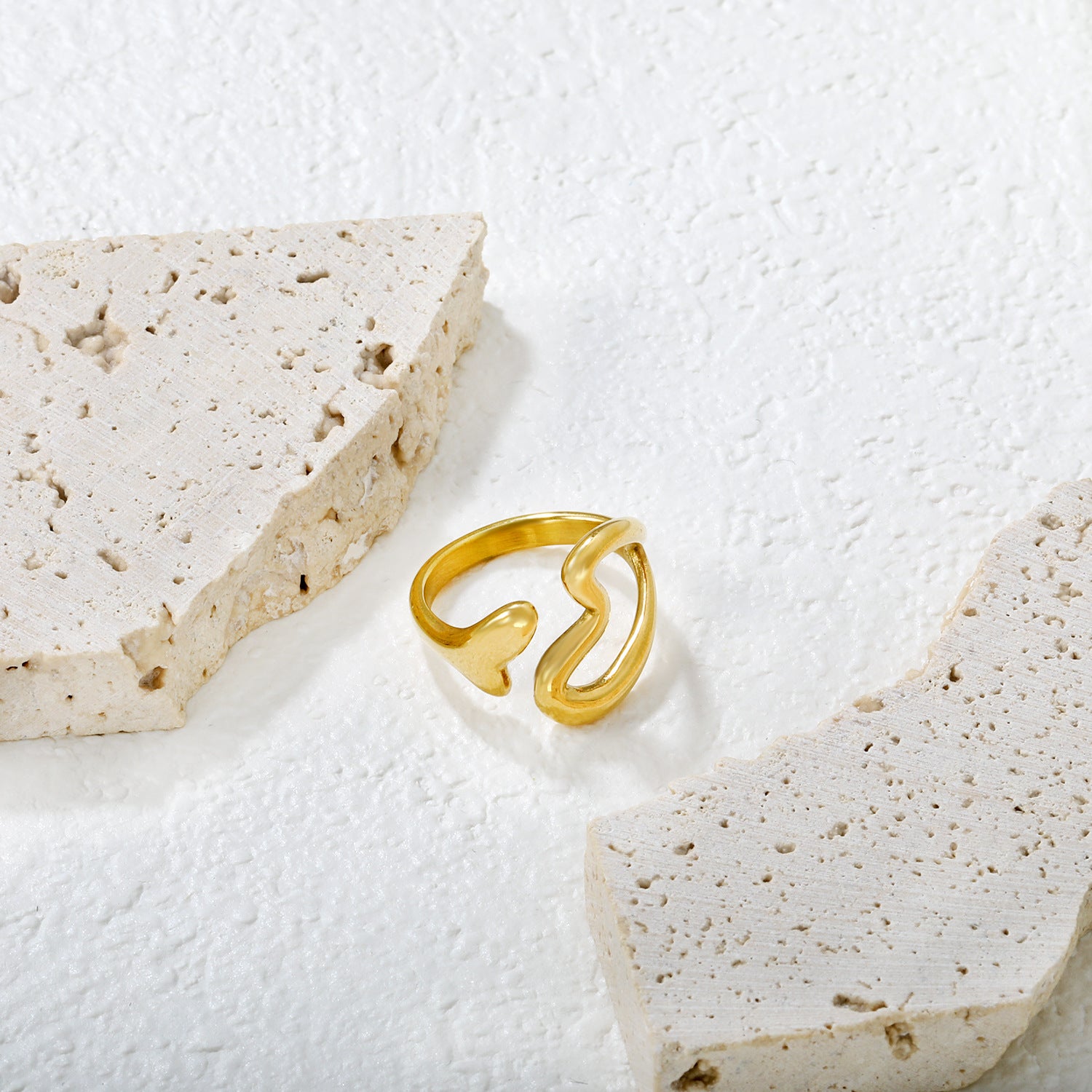 Damen verstellbarer Ring mit modernem Herz- und Wellen-Design Shop Nory