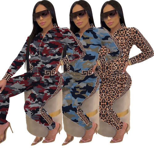 Damen Figurbetonter Jumpsuit mit Reißverschluss, Leopardenmuster und Kontrastbordüre Shop Nory