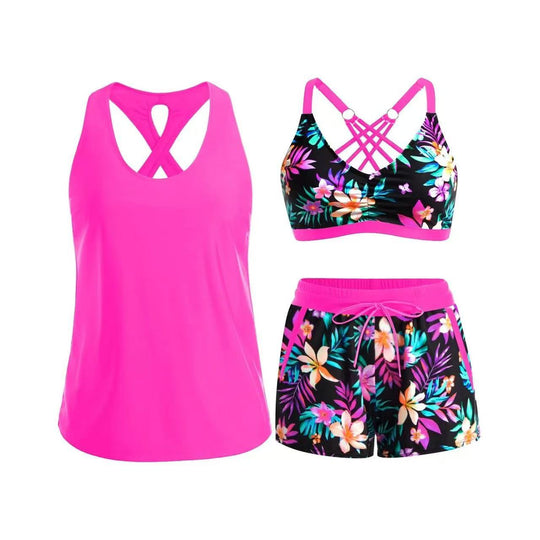 Damen Sport-Badeanzug-Set mit modischem Racerback und Shorts