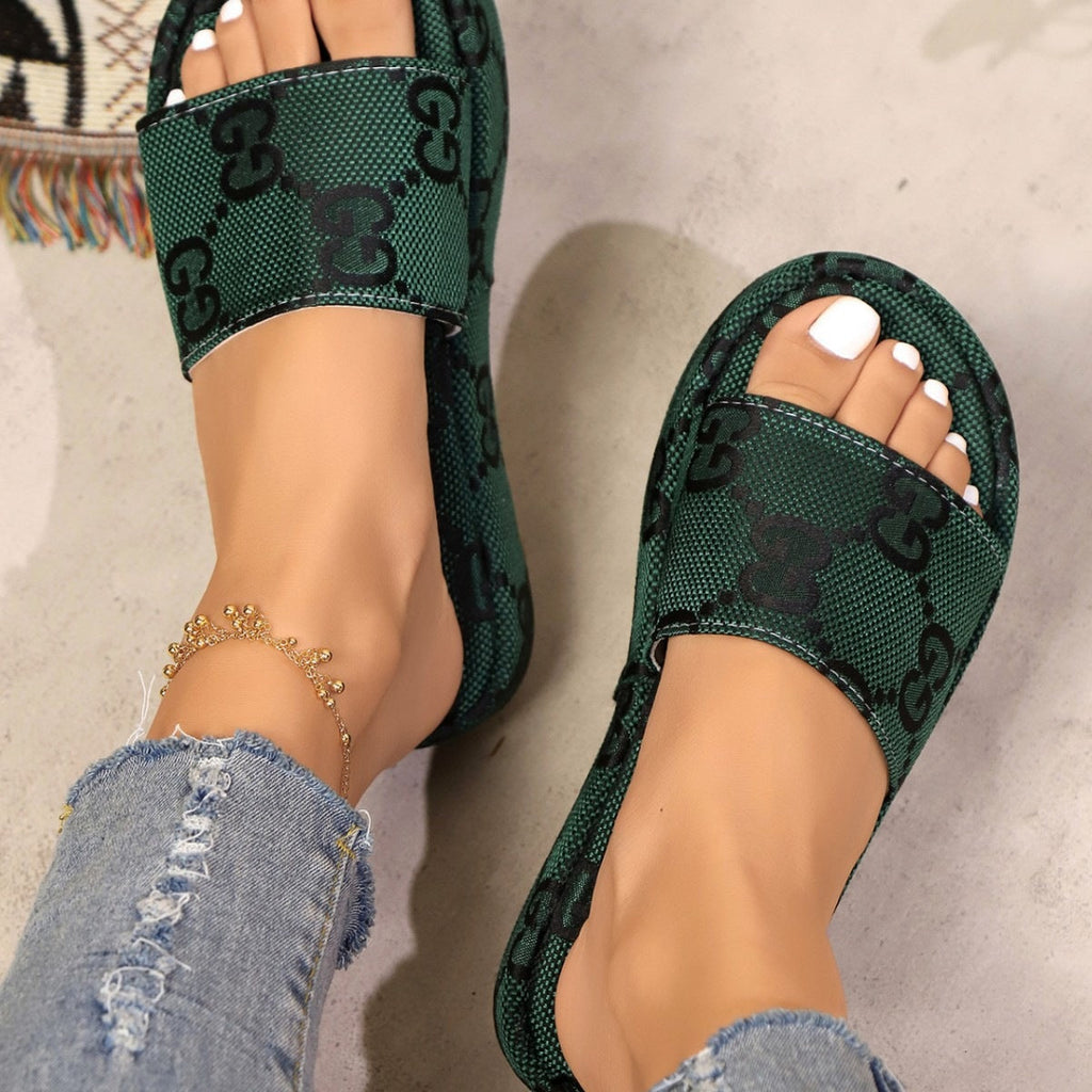 Damen Modische Flip-Flop Pantoletten mit Komfort-Ausschnitt