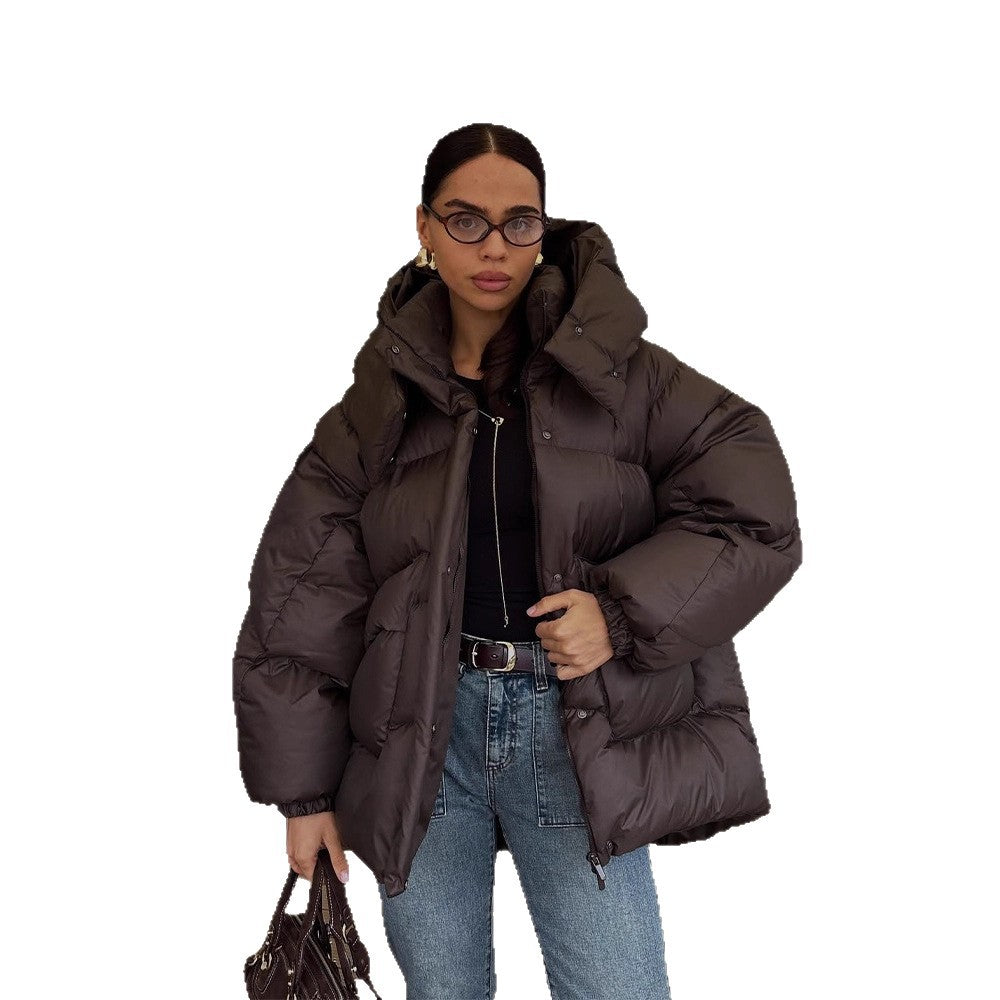 Damen Oversize Steppjacke mit hohem Schalkragen und wattierter Füllung Shop Nory