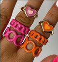 Damen Ring-Set mit bunten Herzen und flexibler Gestaltung Shop Nory