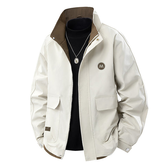 Herren Kurz geschnittene Softshell‑Utility‑Jacke mit Stehkragen und Pattentaschen Shop Nory
